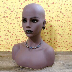 5-1 Strand Chain Link Necklace w/Glass Beads & Lobster Clasp 15" Circumference